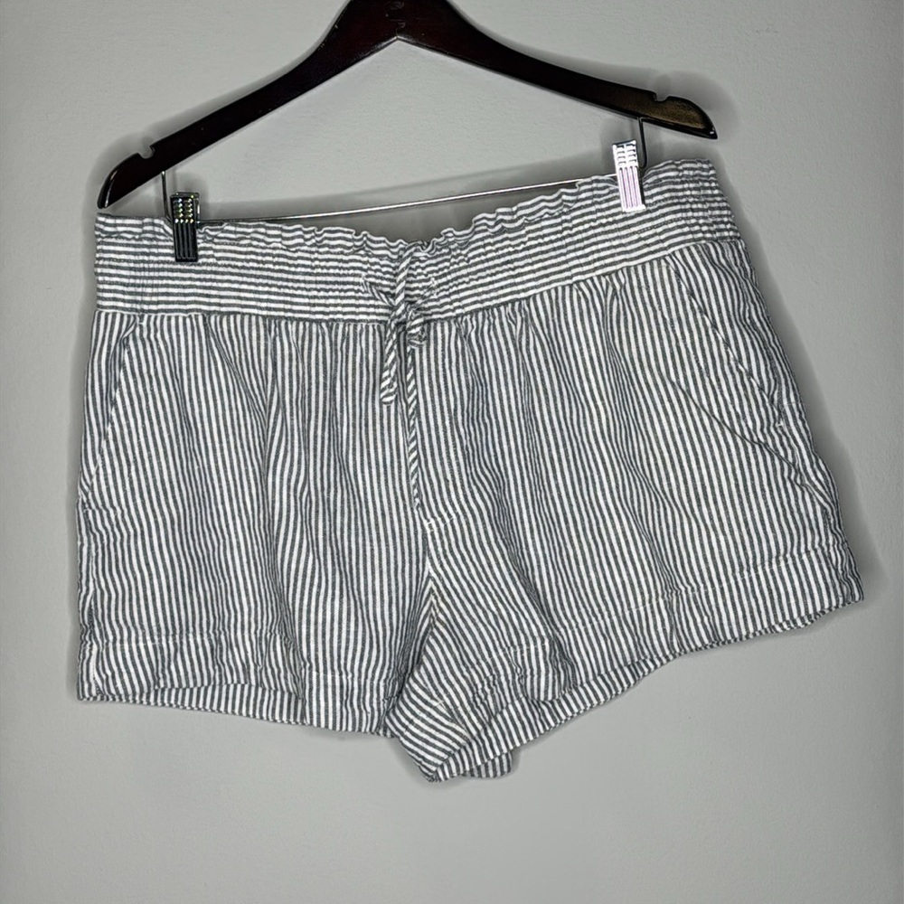 A New Day Blue & White Striped Linen Shorts Women's Size XXL